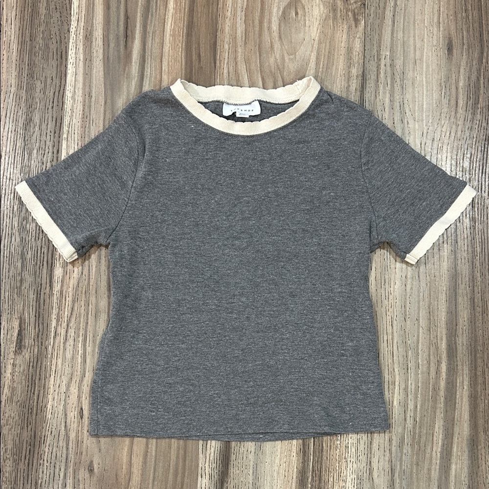 Topshop Gray and Cream T-Shirt